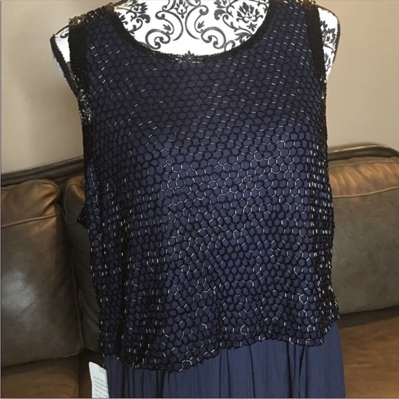 Pisarro Nights dark navy beaded bodice dress - Picture 8 of 12